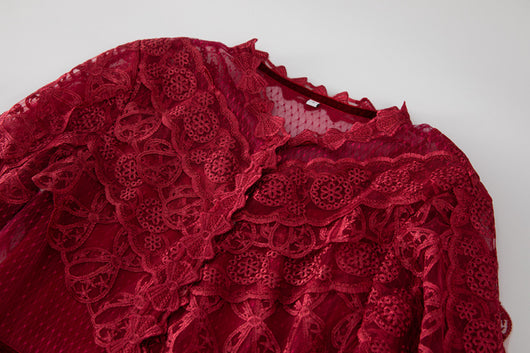 Falda Larga Elegante con Malla Bordada Transparente - Image 16
