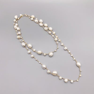 Collar Largo de Perlas Barrocas Blancas Tejidas a Mano - Image 9