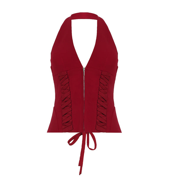 Top Halter Encaje Sexy Corto Anudado - Image 6