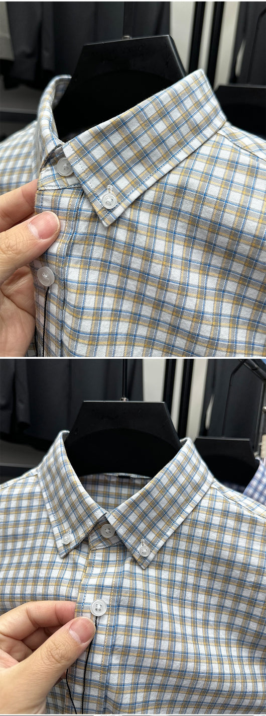 Camisa Casual de Cuadros en Algodón Puro para Primavera y Otoño - Image 8