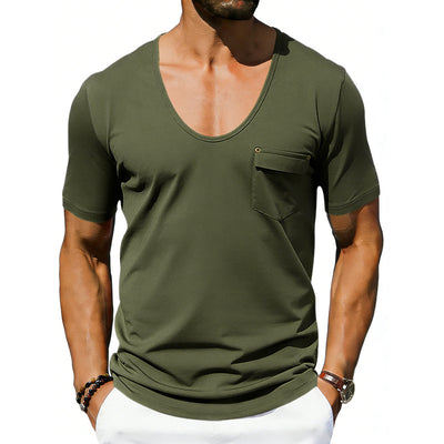 Playera Holgada Casual para Hombre con Cuello Amplio y Mangas Cortas - Image 3