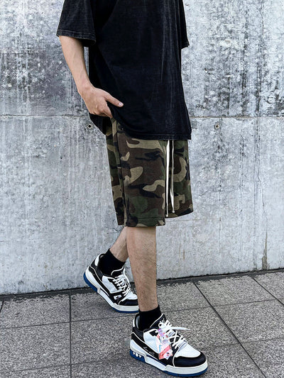 Pantalones Cargo Camuflaje Desgastado con Cordón Ajustable - Image 9