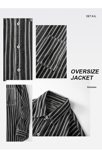 Camisa Denim a Rayas Efecto Vintage Manga Larga - Image 14