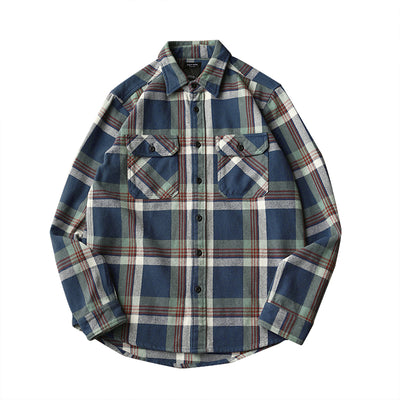Camisa de Cuadros Gruesa Retro para Hombre con Manga Larga - Image 9