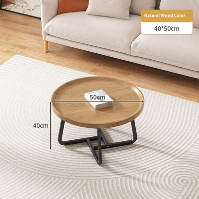 Mesa de Centro Redonda Madera Maciza Lujo Minimalista para Sala - Image 6
