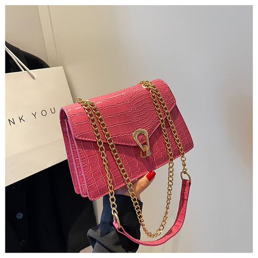 Bolso Bandolera Crossbody con Estampado Cocodrilo y Cadena Dorada - Image 11