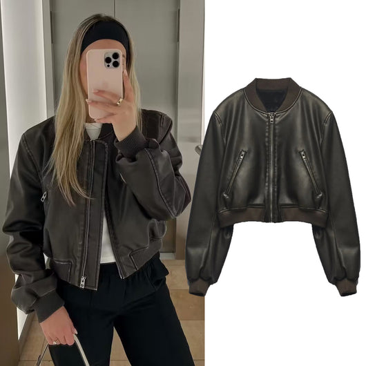 Chaqueta Piloto Motociclista para Mujer con Cuello Mao - Image 6