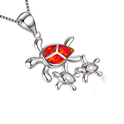 Collar de plata con colgante de tres tortugas para mujer - Image 9