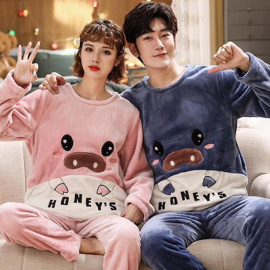 Pijama de Pareja en Franela Gruesa y Terciopelo - Conjunto Cálido para Casa - Image 19