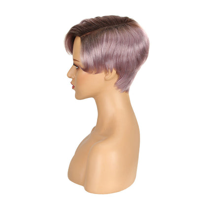 Peluca Corta de Cabello Natural Tejida a Mano con Encaje Frontal - Image 10