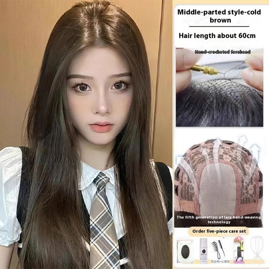 Peluca Larga Mujer Cabello Natural Liso Frente Encaje Completo Premium - Image 9