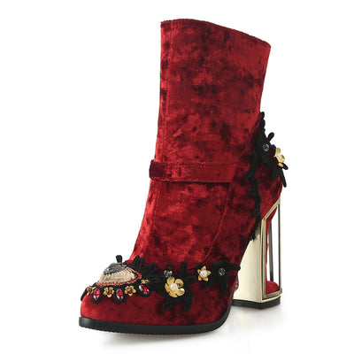 Botas Medianas con Bordado de Cuentas y Cierre Lateral para Mujer - Image 12