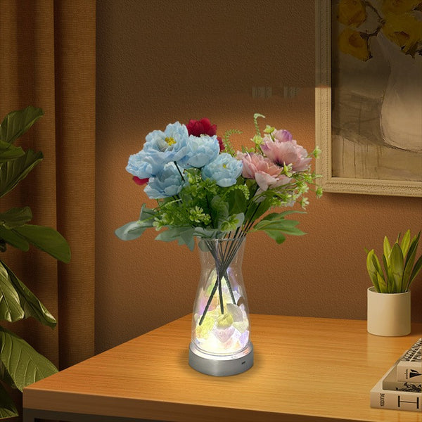Jarrón Decorativo con Luz LED Giratoria y Colores