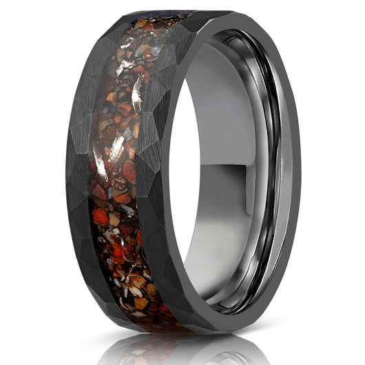 Anillo de Acero Tungsteno 8mm Negro Patrón Martillado - Image 10
