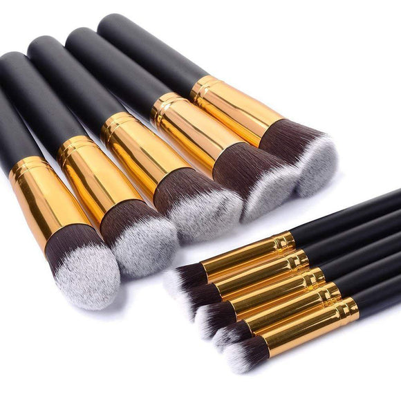 Set de Brochas de Maquillaje Portátil con Mango de Madera
