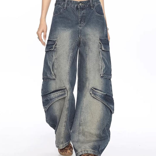 Pantalón Denim Matchet Multi-bolsillos Lavado