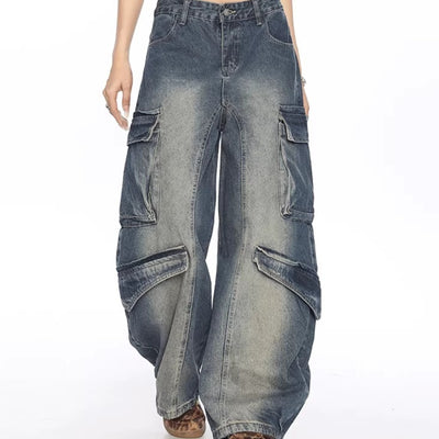 Pantalón Denim Matchet Multi-bolsillos Lavado