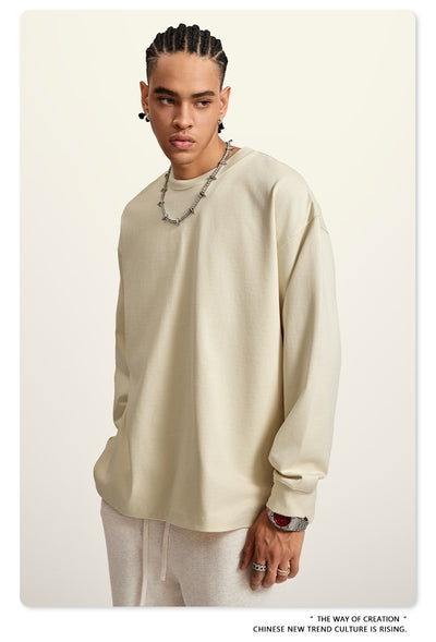 Camiseta Manga Larga Oversize para Hombre - Algodón Puro Otoño Invierno - Image 35
