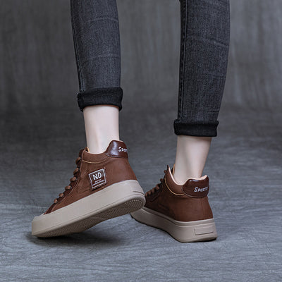 Zapatos Casuales Estilo Británico con Cordones para Mujer - Image 3