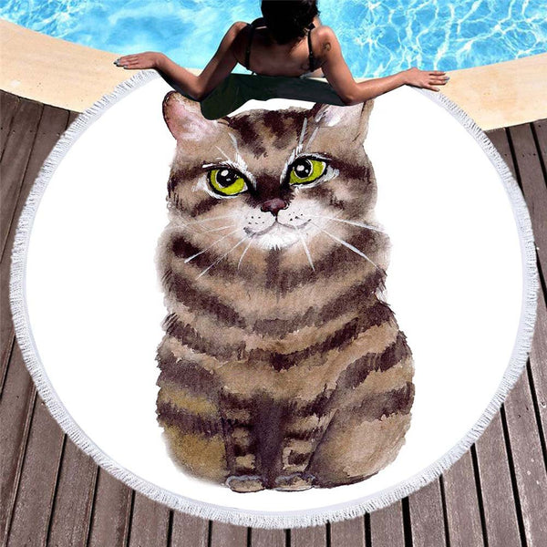 Toalla de Playa con Diseño 3D de Gatos y Perros