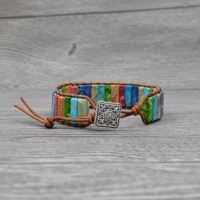 Pulsera de Cuero Tejida a Mano con Piedra Imperial - Estilo Étnico Minimalista - Image 8