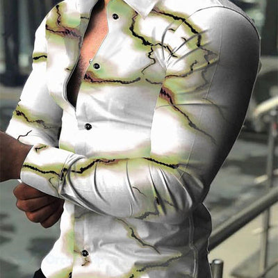 Camisa Casual de Manga Larga con Impresión Digital 3D para Hombre - Image 12