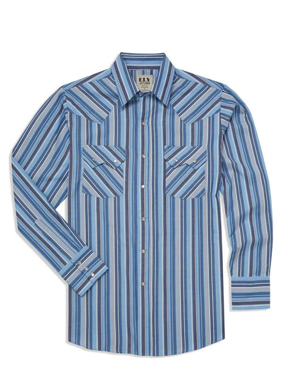Camisa Occidental a Rayas de Manga Larga para Hombre - Image 7