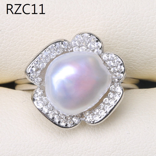 Anillo de Perla Barroca Natural Diseño Luna Platino - Image 52
