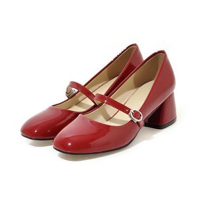 Zapatos de Tacón Medio con Punta Cuadrada para Mujer Tallas Grandes - Image 7