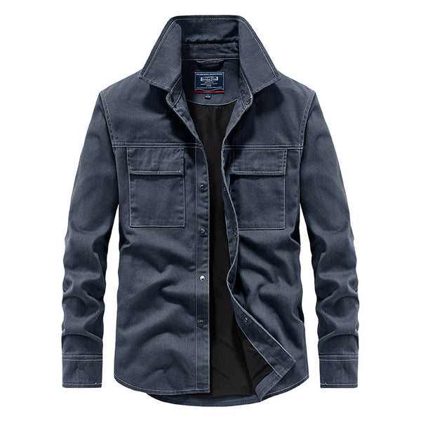 Camisa Denim Manga Larga Lavada para Hombre con Forro