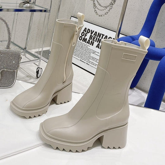 Botas de Lluvia Impermeables con Suela Gruesa y Cremallera Lateral - Image 12