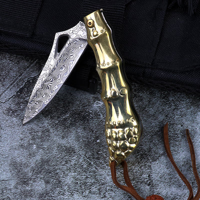 Cuchillo Táctico Damascus con Mango de Cobre para Aventuras al Aire Libre - Image 7