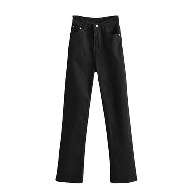 Pantalón Denim Cintura Alta Efecto Mojado Estilo Retro Slim - Image 7