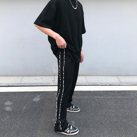 Pantalones Acampanados Diamond Tide con Cierre Lateral - Estilo Hip-Hop Unisex