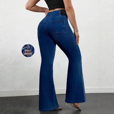 Pantalón Slim Fit Talle Alto Elástico con Estampado Tipo Denim - Image 3