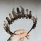 Tiara Corona de Cristal con Piedra Natural Gris