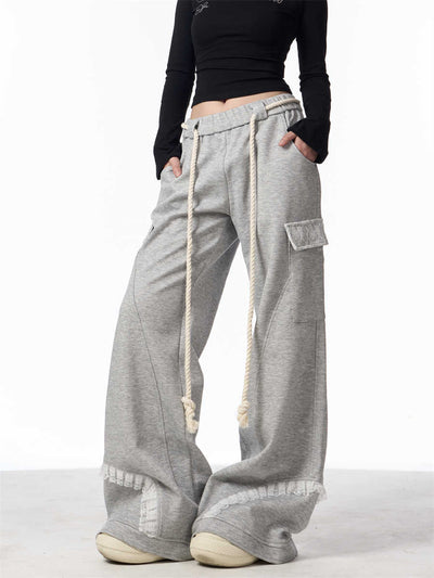 Pantalones de Chándal Gris Cintura Ajustable con Bolsillos Múltiples para Mujer - Image 17
