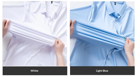 Camisa Elástica sin Costuras para Hombre Talla Grande - Manga Larga Antirruga - Image 13