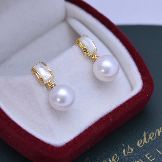 Aretes de Perlas de Agua Dulce Blancas 10-11mm - Círculo Perfecto Brillo Intenso - Image 7