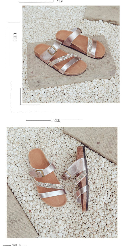 Pantuflas de Corcho Playa Mujer Cómodo Tacón Bajo - Image 12