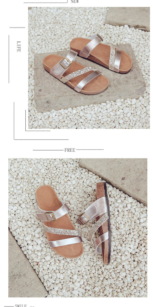 Pantuflas de Corcho Playa Mujer Cómodo Tacón Bajo - Image 12