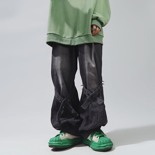 Pantalón Recto de Pierna Ancha con Corte Holgado
