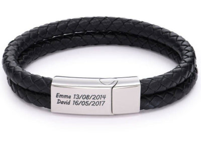 Pulsera de Cuero Genuino para Hombre con Grabado Personalizado - Image 9