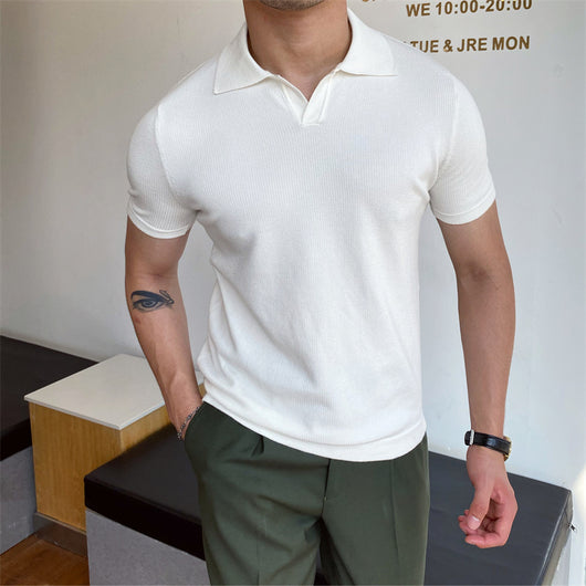 Camisa Tipo Polo Sin Botones de Cuello V para Hombre - Image 6