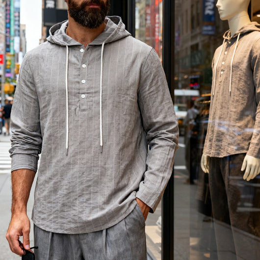 Camisa Hoodie Suelta Casual de Manga Larga para Hombre - Image 7