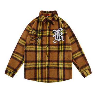 Camisa de Lana Escocesa con Letras Bordadas a Juego de Colores - Image 5