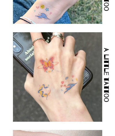 Tatuaje Temporal Mariposa Luna en Tonos Pastel - Adhesivo para Clavícula - Image 7