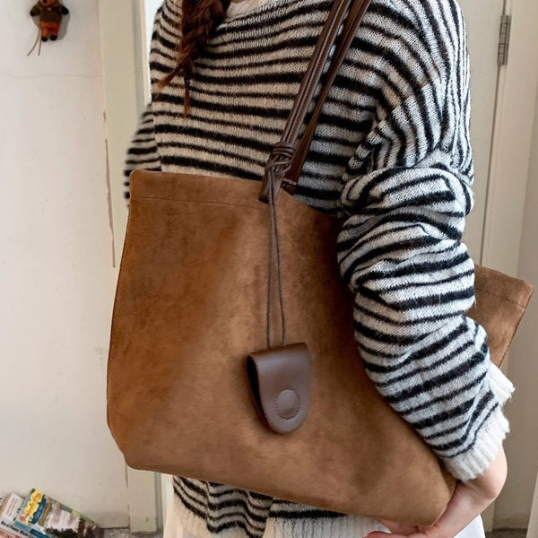 Bolso de Hombro Retro Ante Otoño Invierno Gran Capacidad Premium