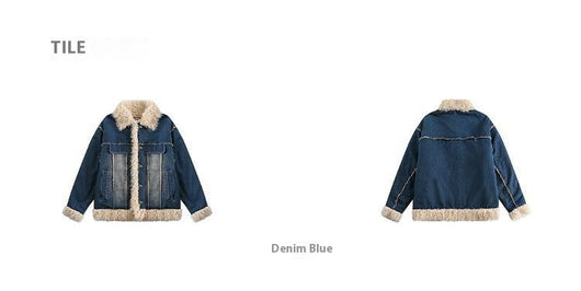 Abrigo Denim Retro con Cuello de Pelaje para Mujer - Image 11
