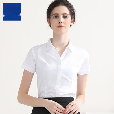 Blusa Blanca Manga Corta Cuello V para Trabajo - Image 5